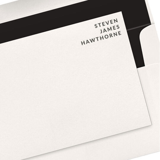 Top Right Corner Text Letterpress Flat Note Cards